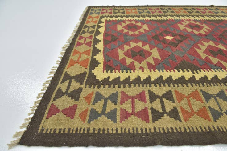 Detail image of 5' x 8' 2 Hand Woven Kilim Maymana Wool Rug