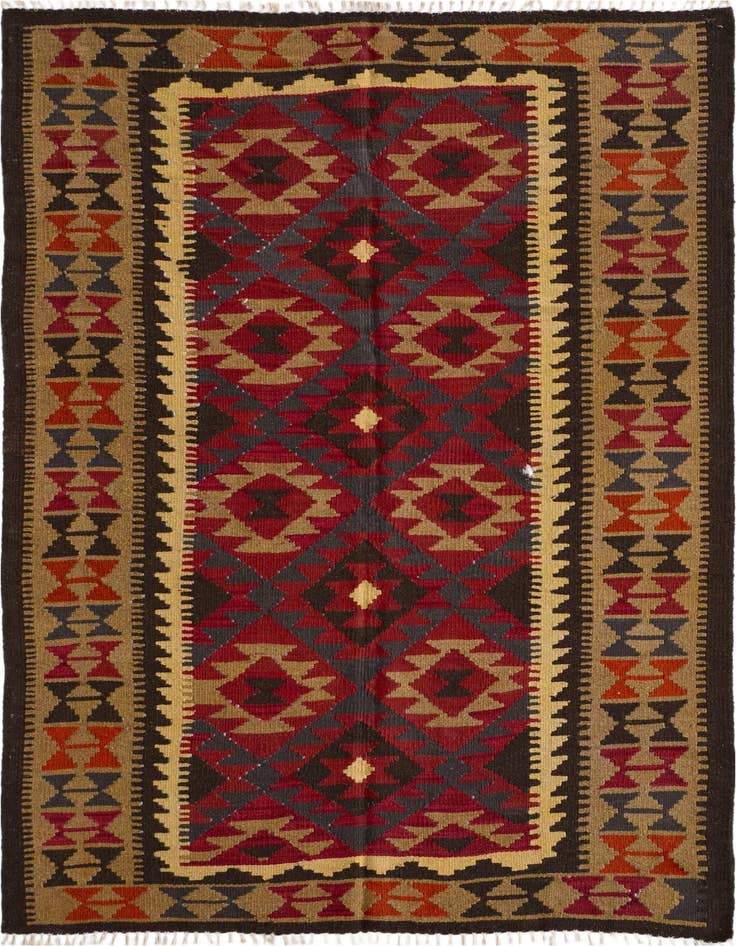 Detail image of 5' x 8' 2 Hand Woven Kilim Maymana Wool Rug