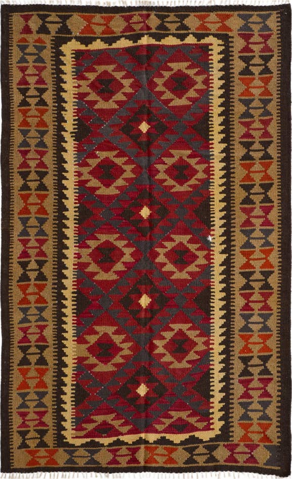 Detail image of 5' x 8' 2 Hand Woven Kilim Maymana Wool Rug