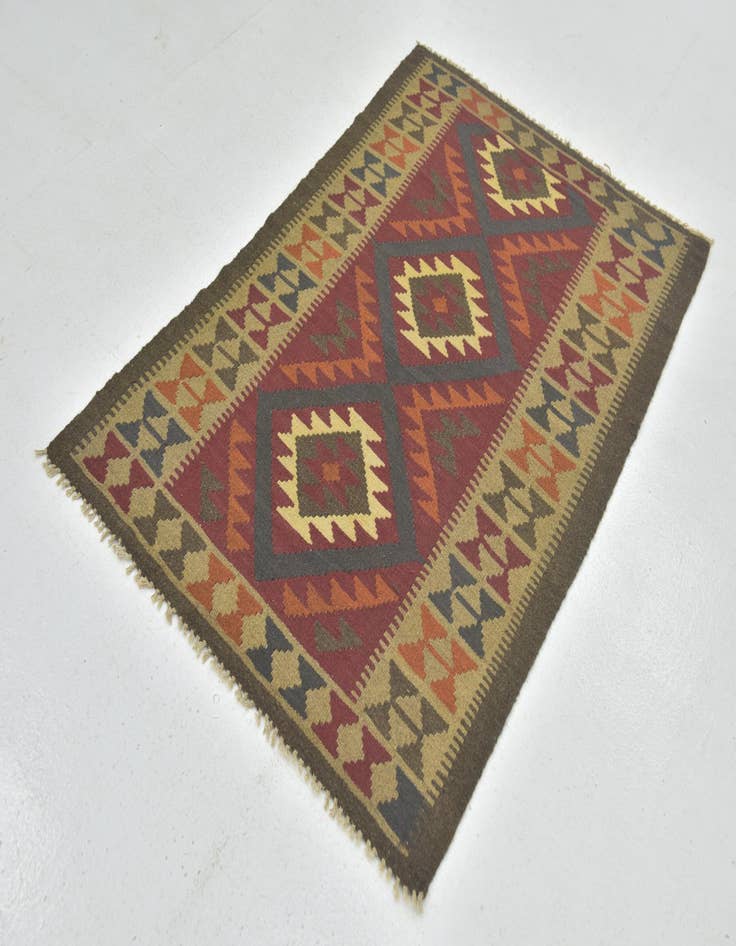 Detail image of 3' 5 x 5' 2  Hand Woven Kilim Maymana Wool Rug
