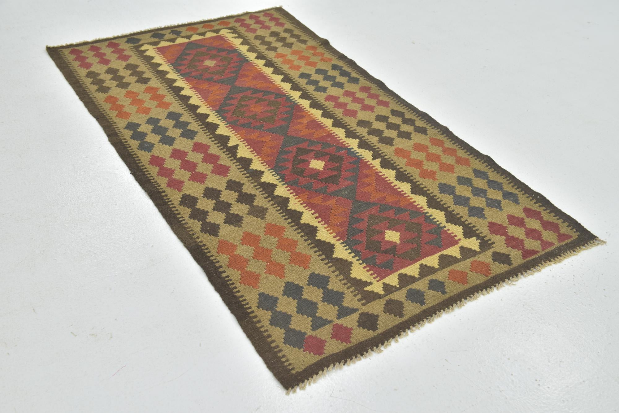3' 6 x 6' Hand Woven Kilim Maymana Wool Rug