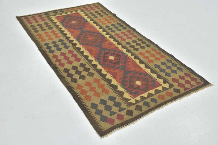 3' 6 x 6' Hand Woven Kilim Maymana Wool Rug