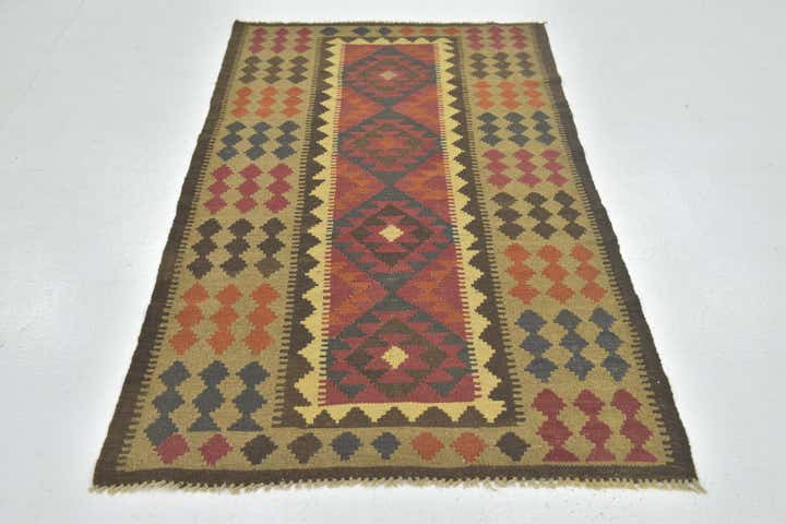 3' 6 x 6' Hand Woven Kilim Maymana Wool Rug