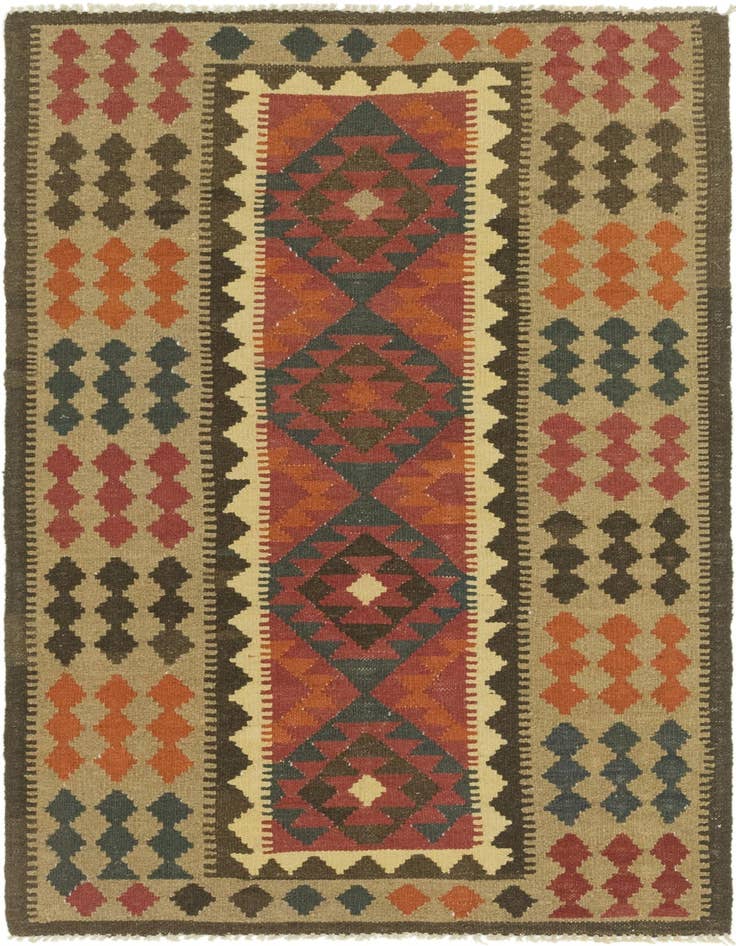 Detail image of 3' 6 x 6' Hand Woven Kilim Maymana Wool Rug