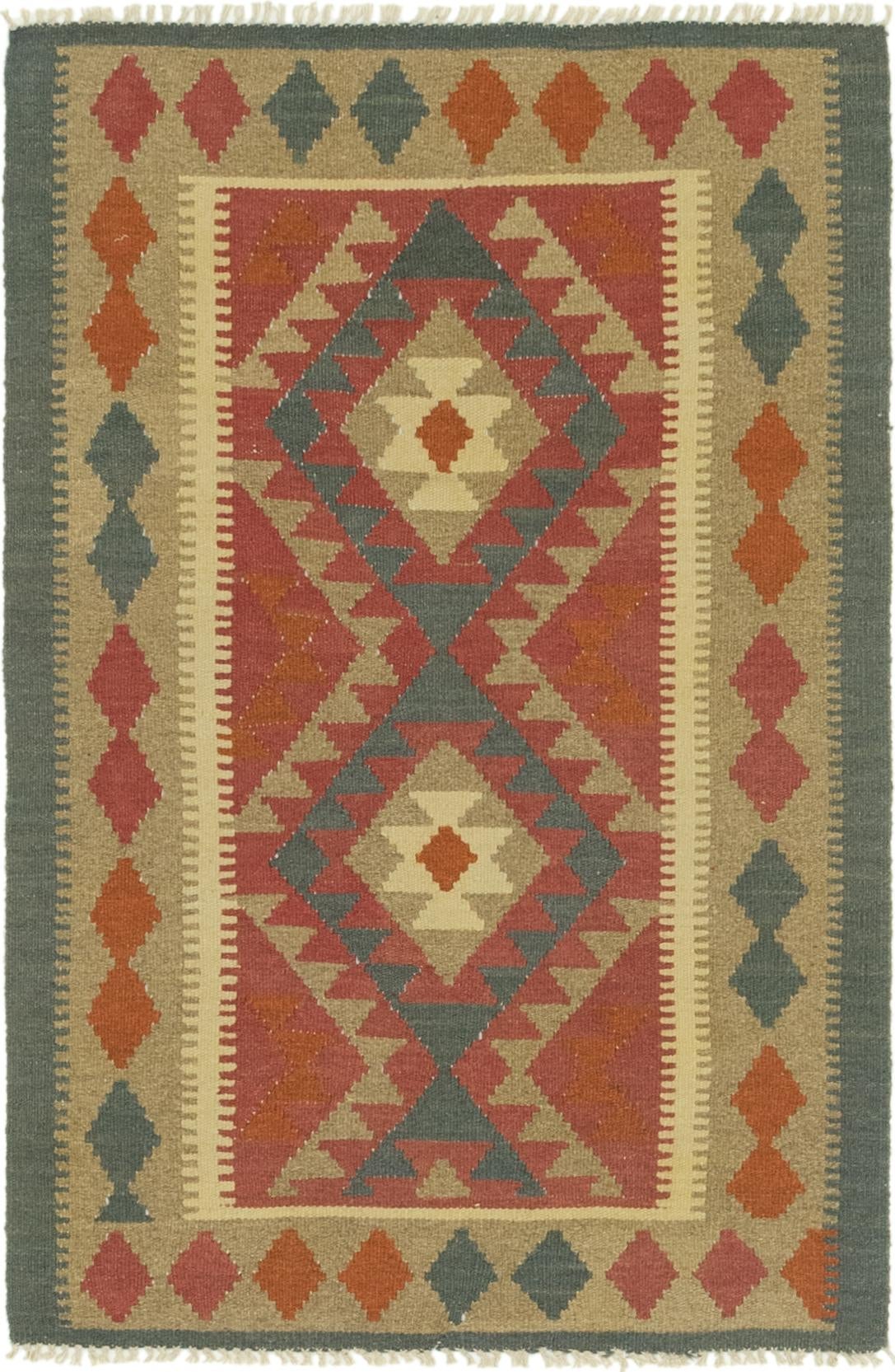 3' 2 x 4' 10 Hand Woven Kilim Maymana Wool Rug