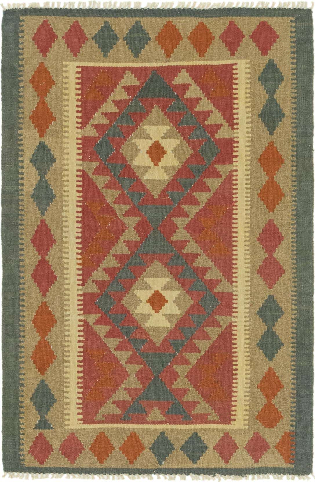3' 2 x 4' 10 Hand Woven Kilim Maymana Wool Rug