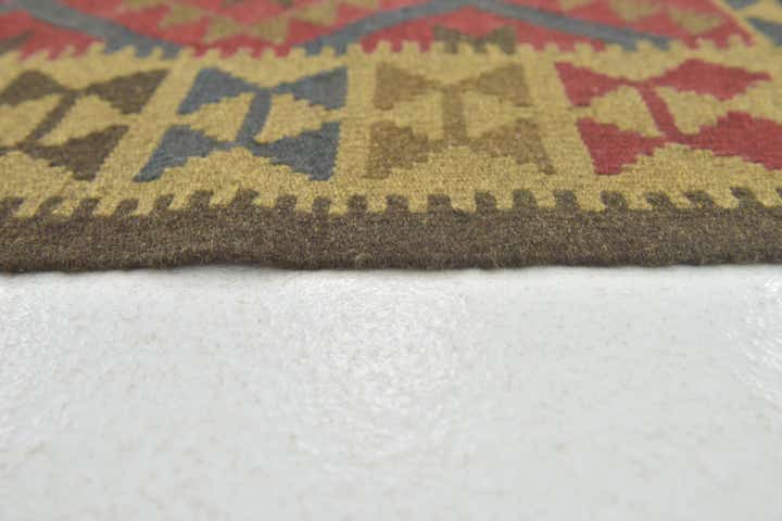 3' 4 x 4' 10 Hand Woven Kilim Maymana Wool Rug