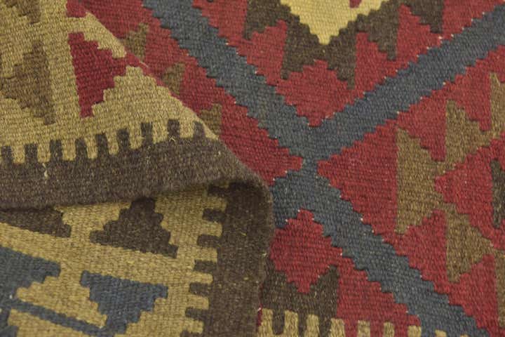3' 4 x 4' 10 Hand Woven Kilim Maymana Wool Rug