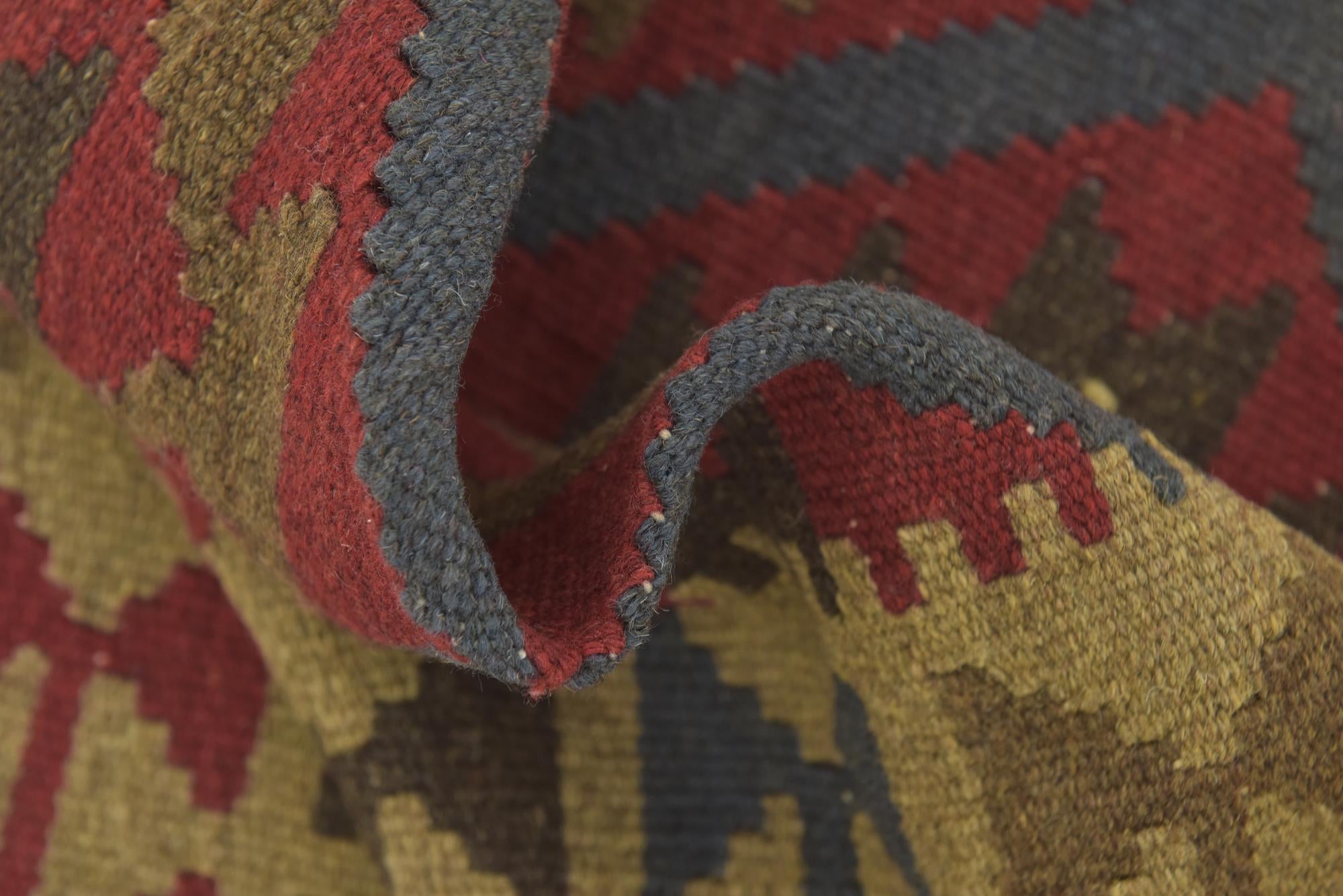 3' 4 x 4' 10 Hand Woven Kilim Maymana Wool Rug