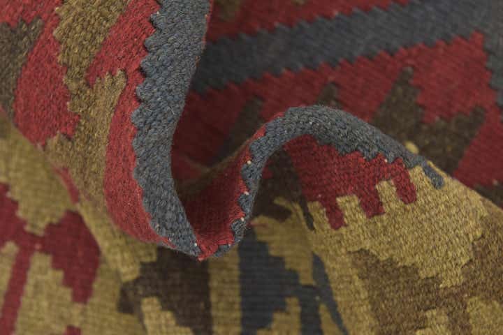 3' 4 x 4' 10 Hand Woven Kilim Maymana Wool Rug