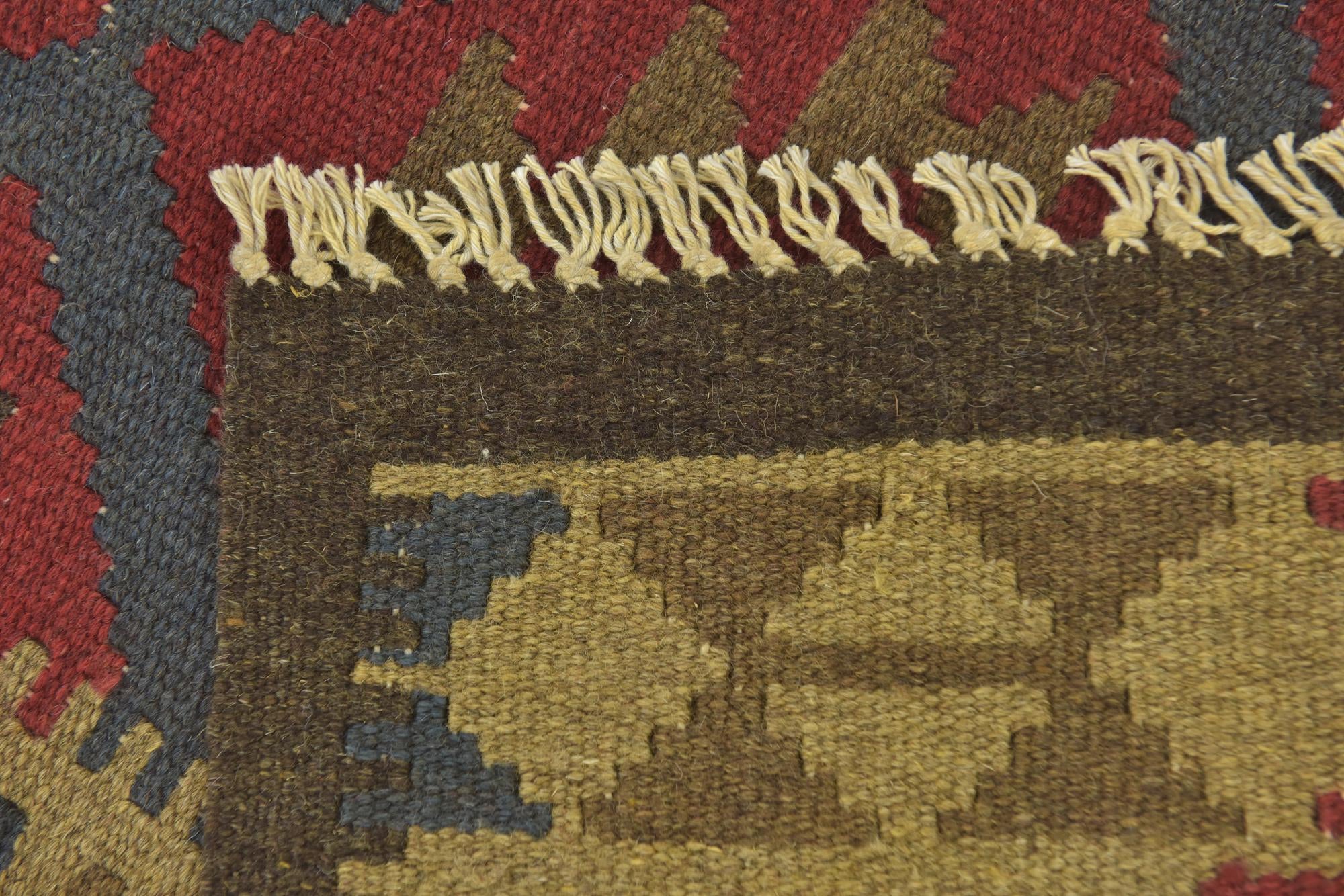 3' 4 x 4' 10 Hand Woven Kilim Maymana Wool Rug