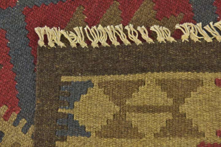 3' 4 x 4' 10 Hand Woven Kilim Maymana Wool Rug