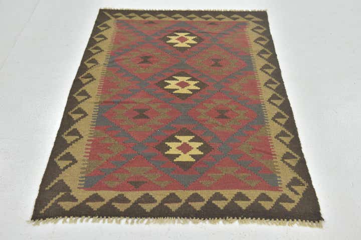 3' 3 x 5' Hand Woven Kilim Maymana Wool Rug