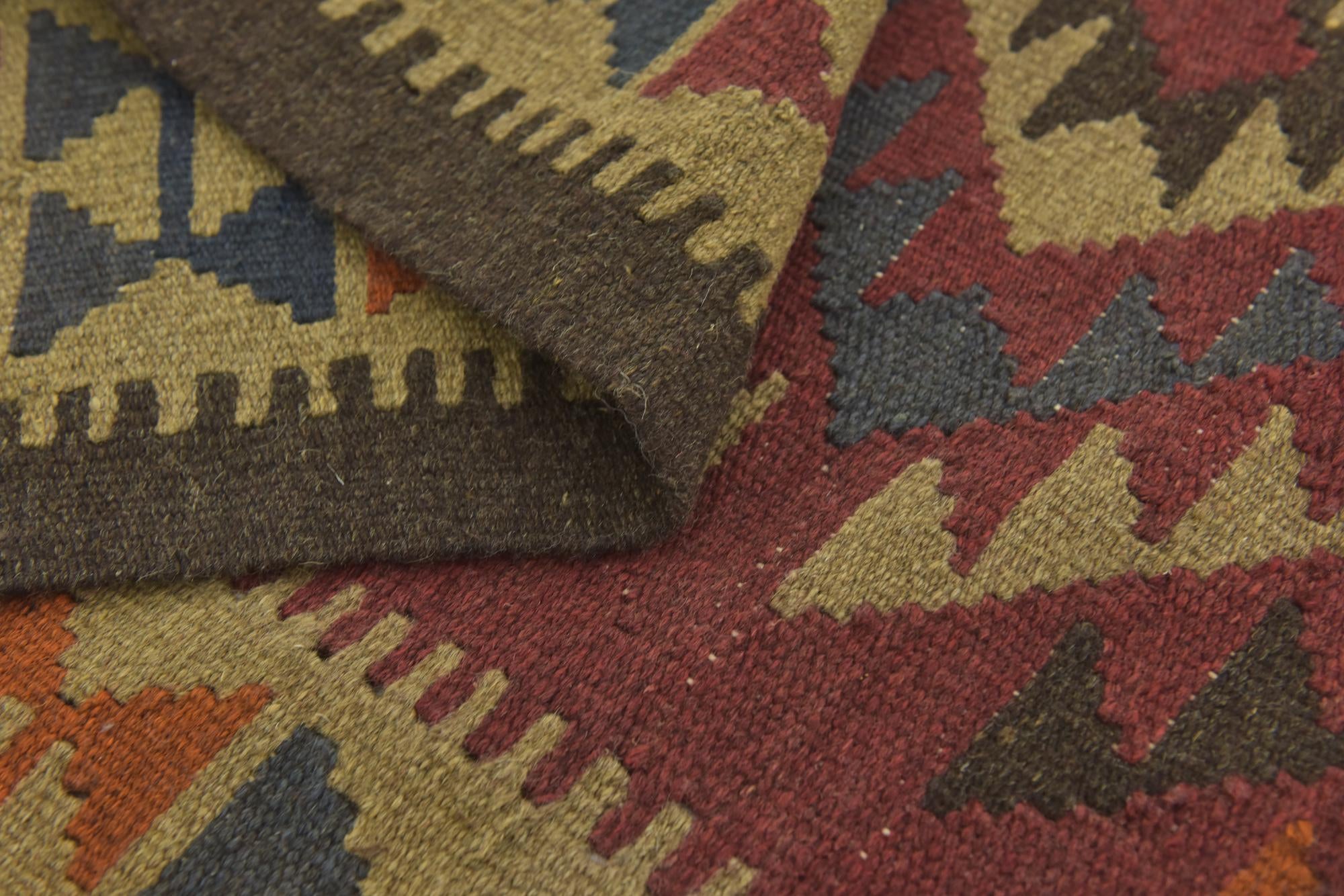 3' 4 x 4' 8 Hand Woven Kilim Maymana Wool Rug