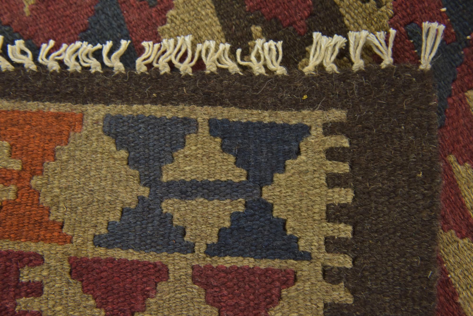 3' 4 x 4' 8 Hand Woven Kilim Maymana Wool Rug