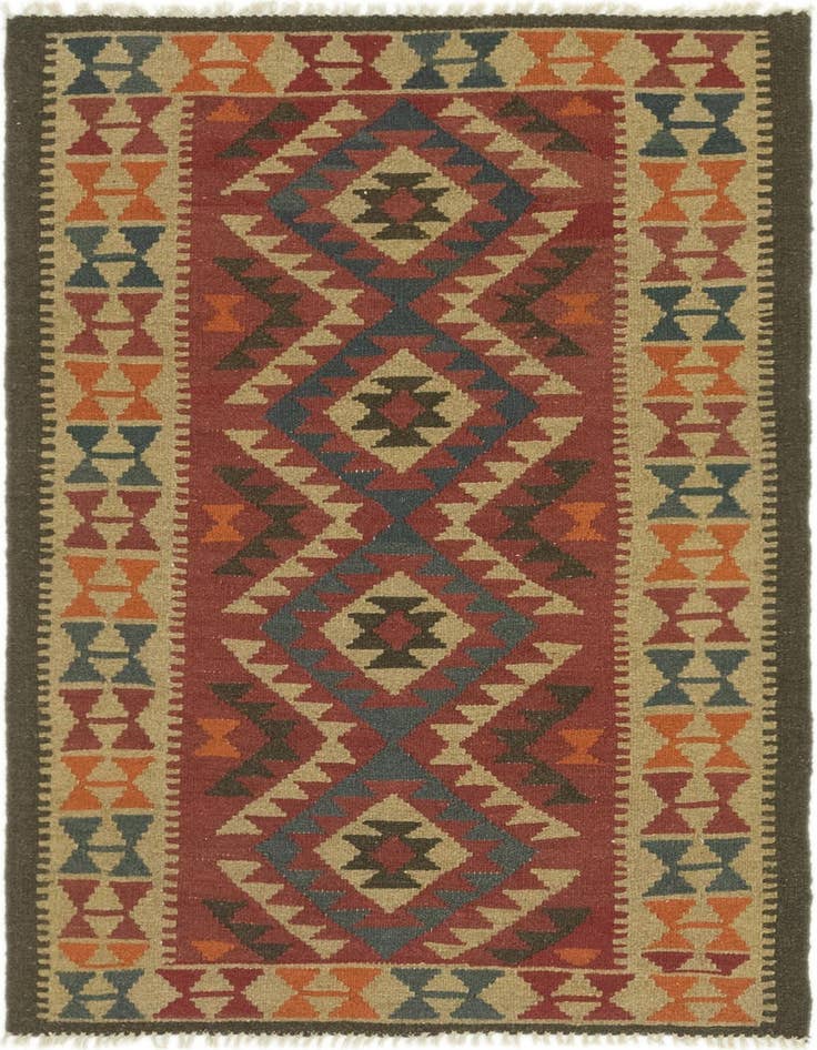 Detail image of 3' 4 x 4' 8 Hand Woven Kilim Maymana Wool Rug