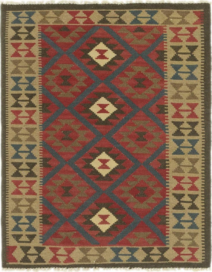 Detail image of 3' 5 x 4' 10 Hand Woven Kilim Maymana Wool Rug