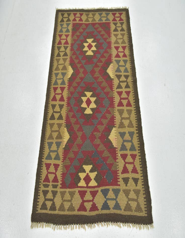 Detail image of 3' 4 x 4' 10 Hand Woven Kilim Maymana Wool Rug