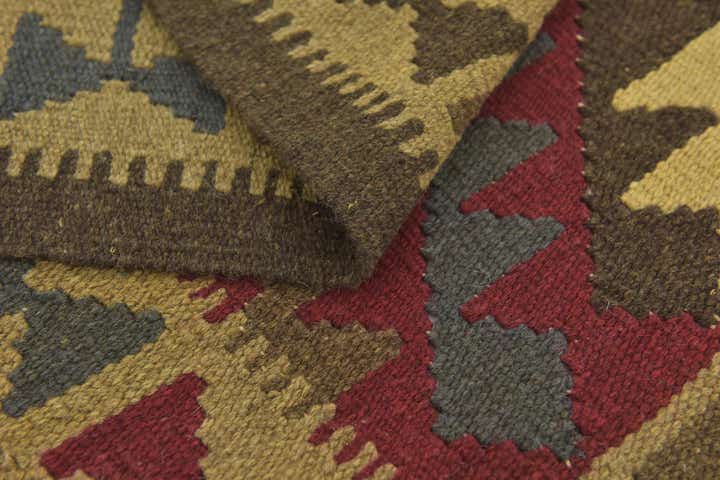 3' 4 x 4' 10 Hand Woven Kilim Maymana Wool Rug