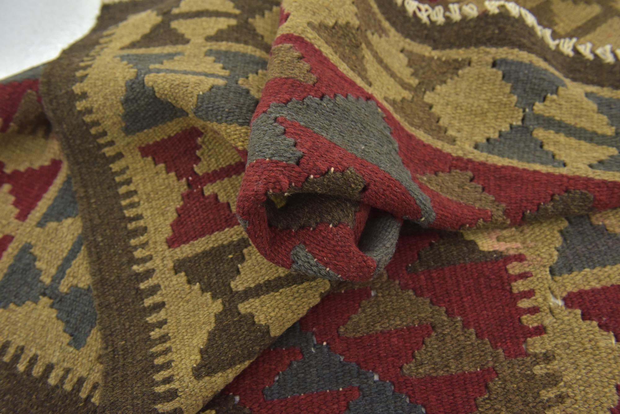 3' 4 x 4' 10 Hand Woven Kilim Maymana Wool Rug