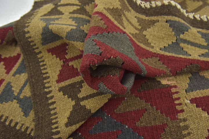 3' 4 x 4' 10 Hand Woven Kilim Maymana Wool Rug