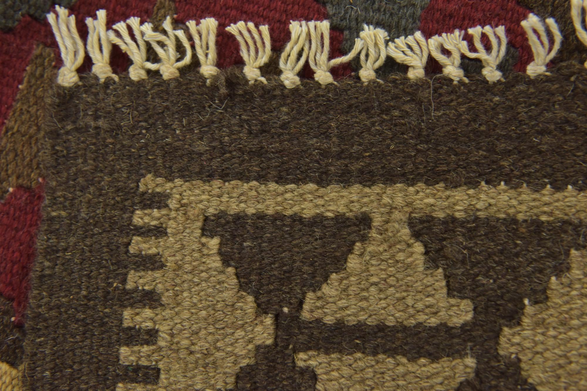 3' 4 x 4' 10 Hand Woven Kilim Maymana Wool Rug