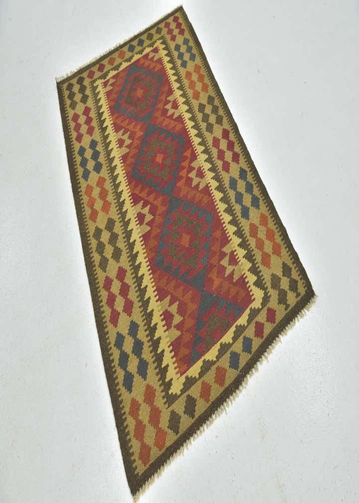 3' 4 x 5' Hand Woven Kilim Maymana Wool Rug