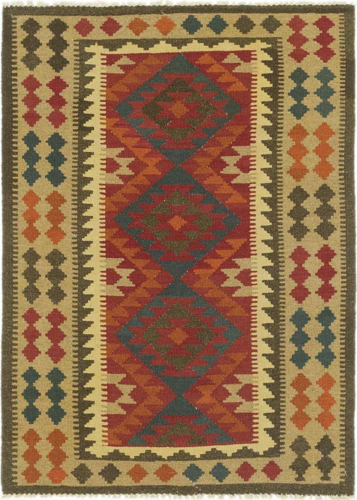3' 4 x 5' Hand Woven Kilim Maymana Wool Rug