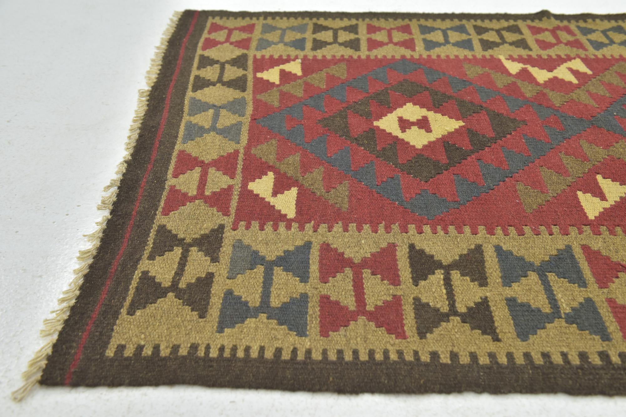 3' 3 x 4' 8 Hand Woven Kilim Maymana Wool Rug