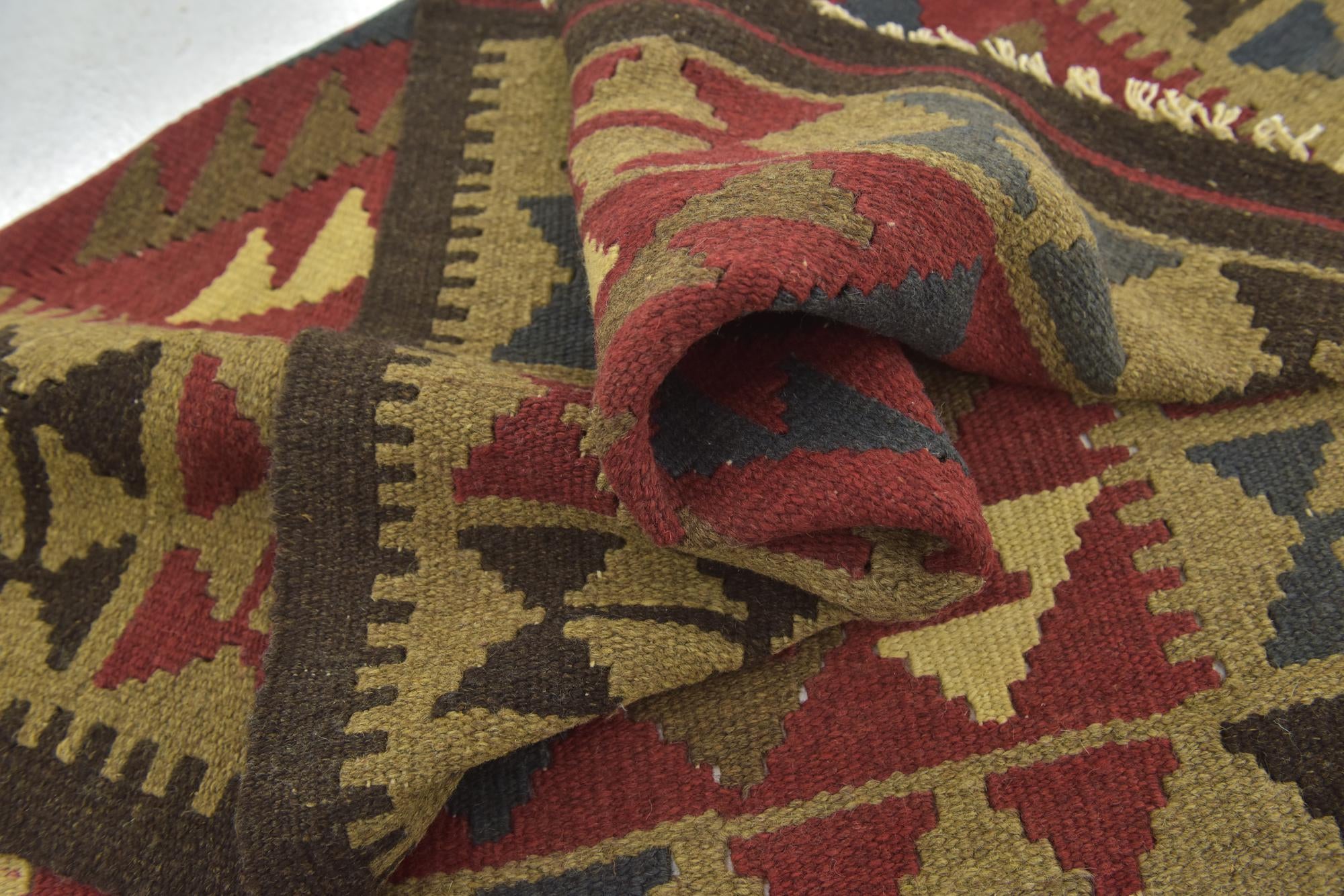3' 3 x 4' 8 Hand Woven Kilim Maymana Wool Rug