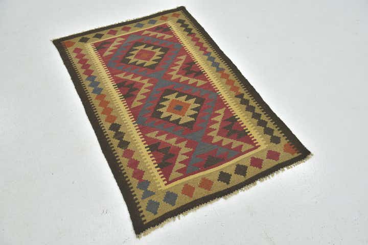 3' 2 x 5' Hand Woven Kilim Maymana Wool Rug