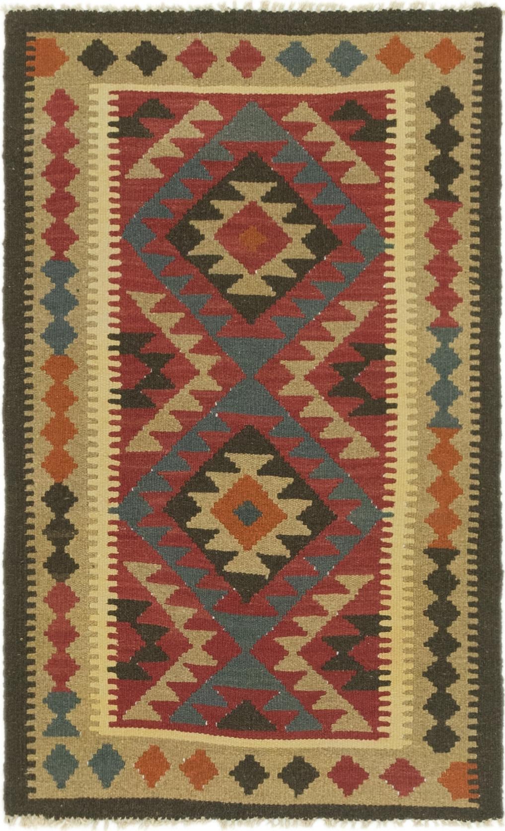 3' 2 x 5' Hand Woven Kilim Maymana Wool Rug