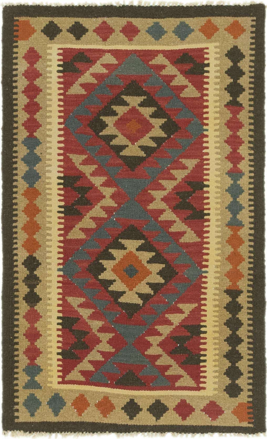 3' 2 x 5' Hand Woven Kilim Maymana Wool Rug