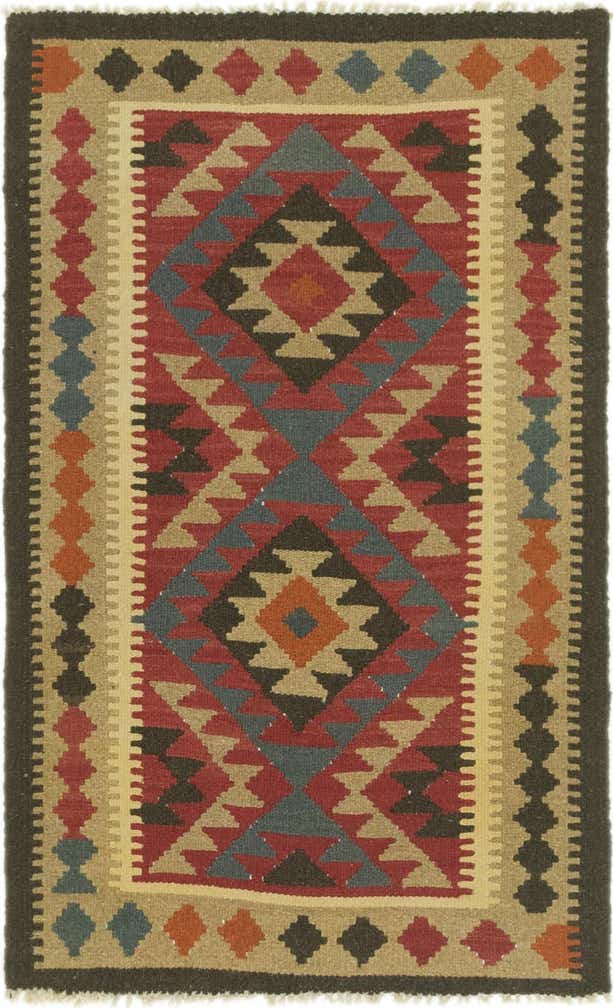 3' 2 x 5' Hand Woven Kilim Maymana Wool Rug