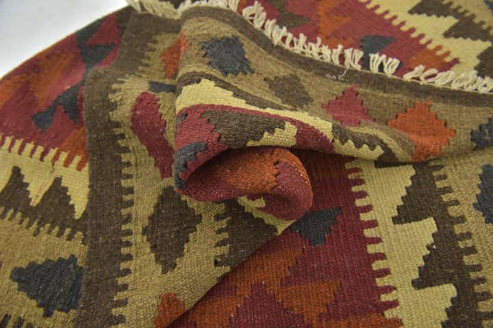 3' 5 x 4' 10 Hand Woven Kilim Maymana Wool Rug