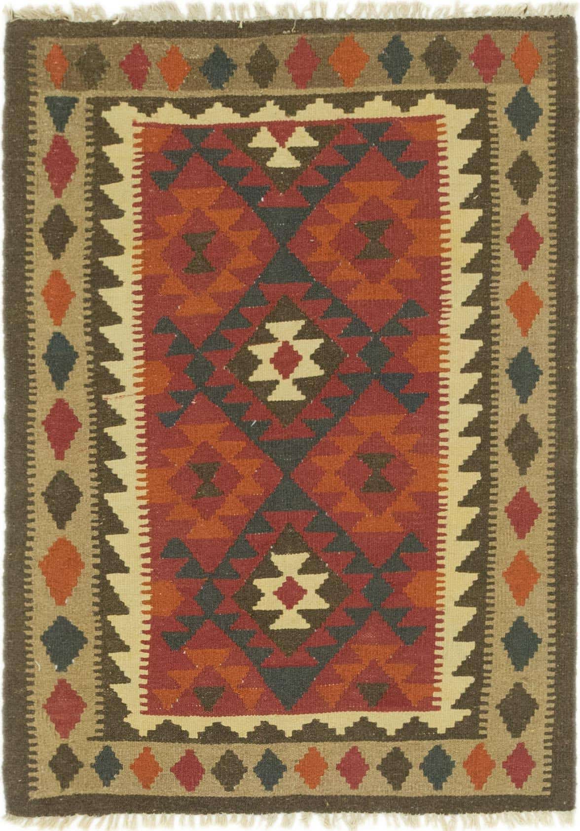 3' 5 x 4' 10 Hand Woven Kilim Maymana Wool Rug
