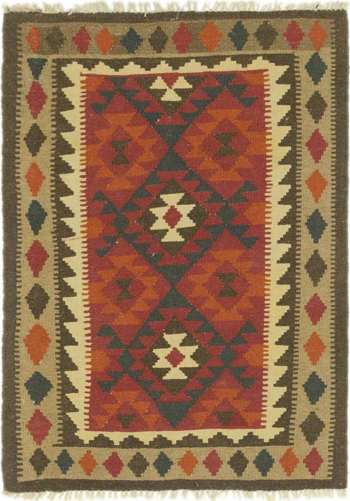 3' 5 x 4' 10 Hand Woven Kilim Maymana Wool Rug