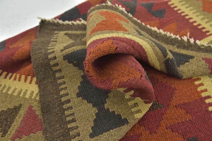 3' 5 x 4' 10 Hand Woven Kilim Maymana Wool Rug