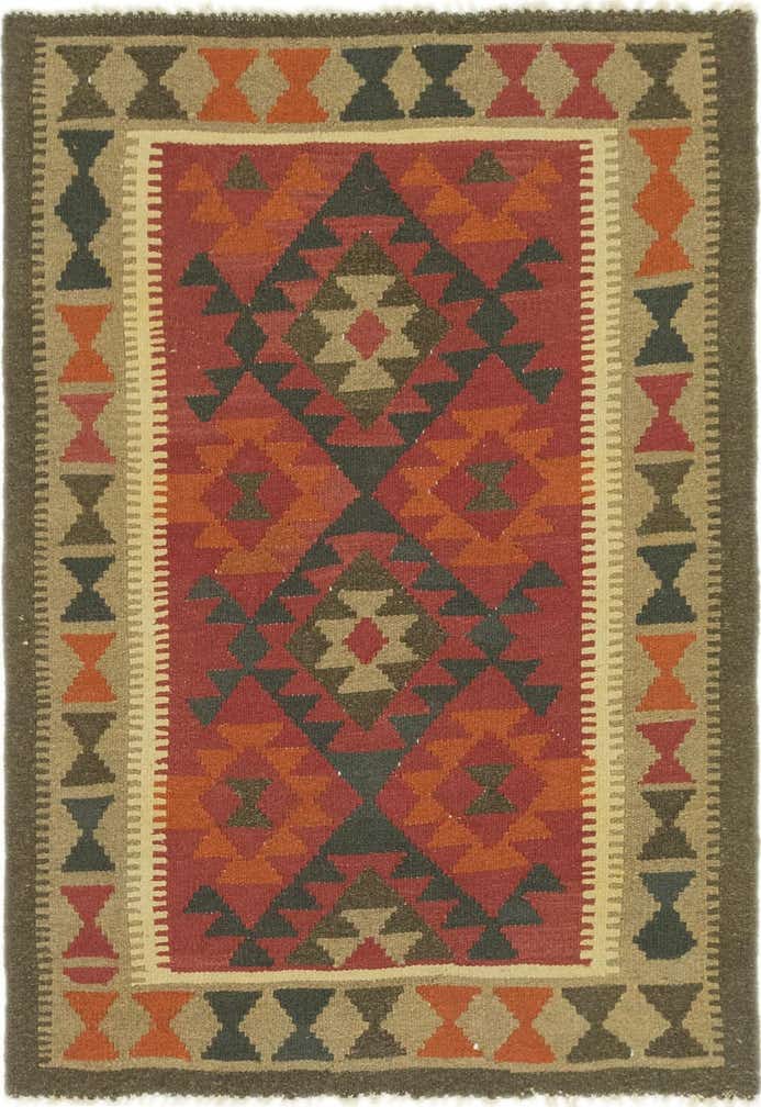 3' 5 x 4' 10 Hand Woven Kilim Maymana Wool Rug