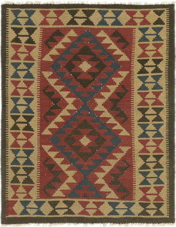 Detail image of 3' 4 x 5' Hand Woven Kilim Maymana Wool Rug