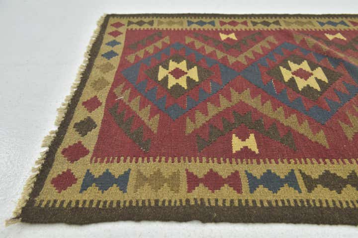 3' 4 x 5' Hand Woven Kilim Maymana Wool Rug