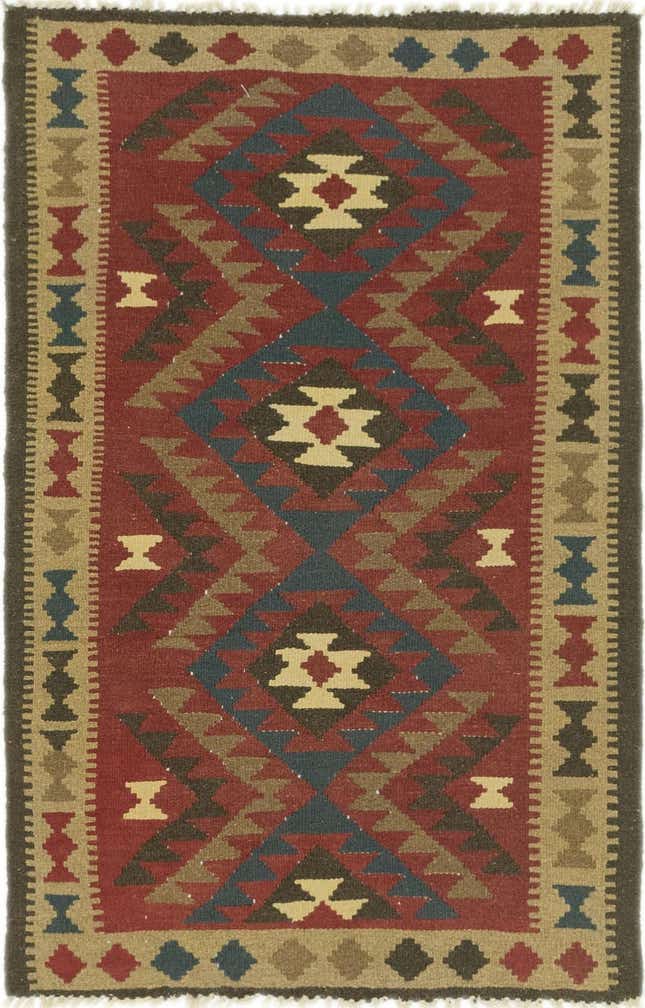 3' 4 x 5' Hand Woven Kilim Maymana Wool Rug