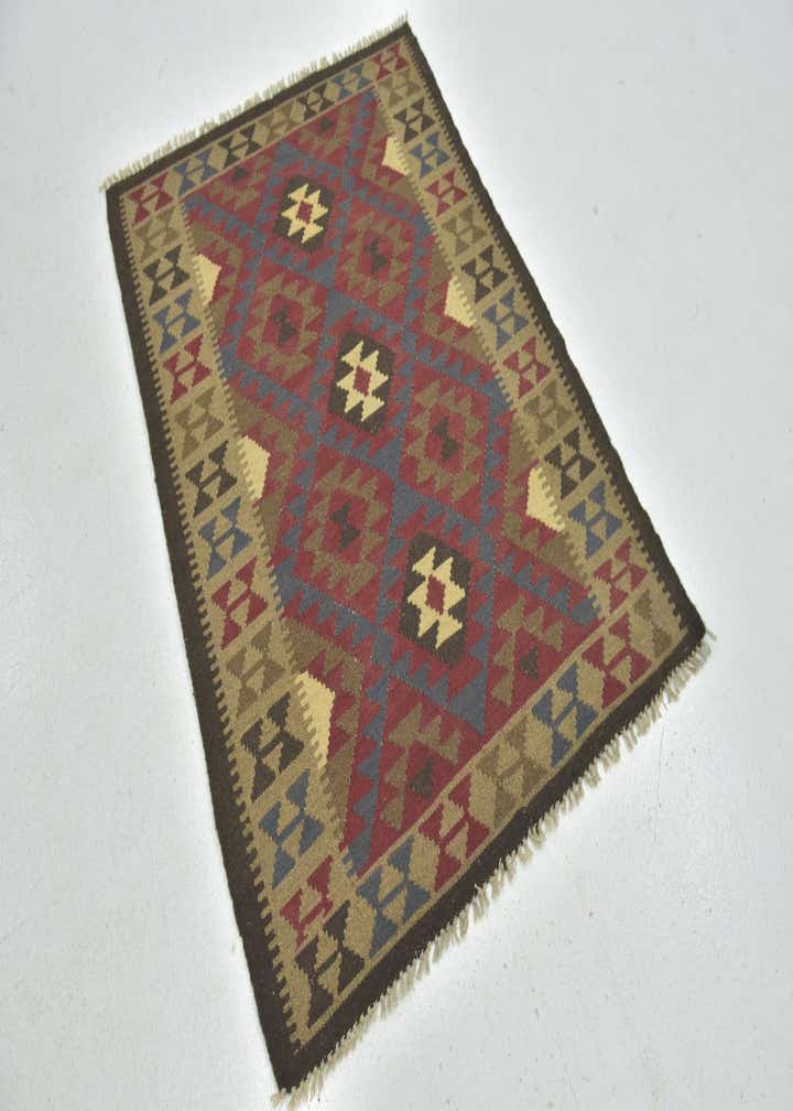 3' 7 x 4' 10 Hand Woven Kilim Maymana Wool Rug