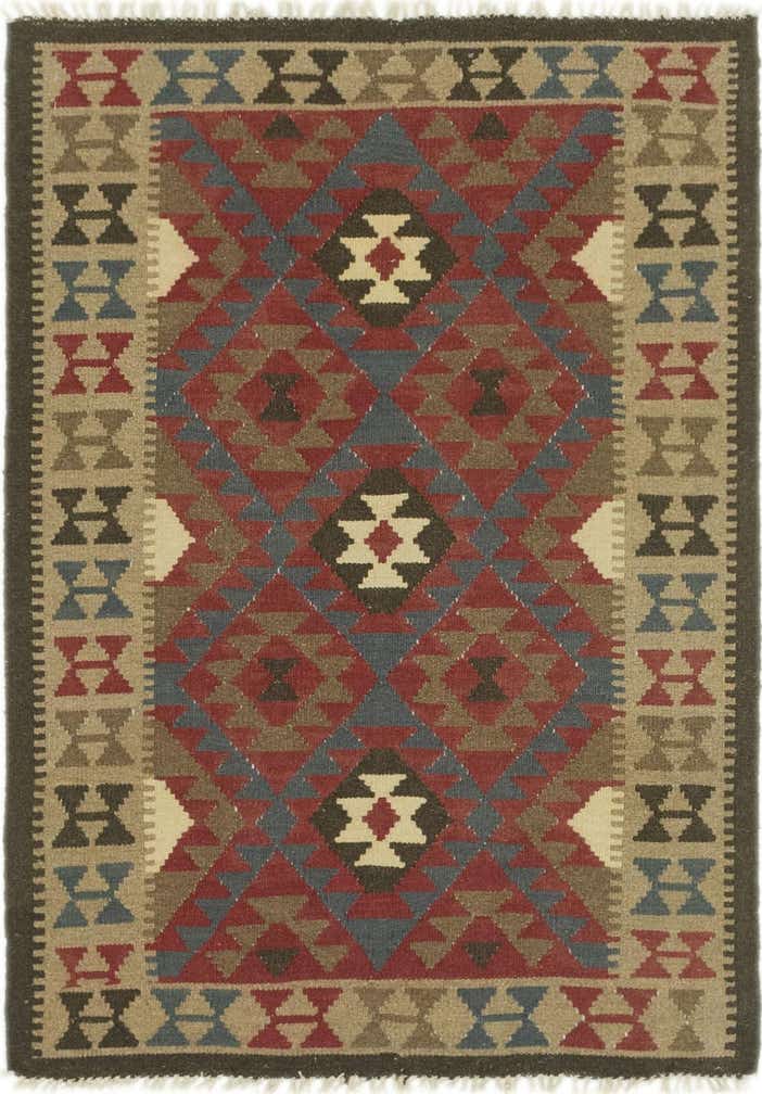3' 7 x 4' 10 Hand Woven Kilim Maymana Wool Rug