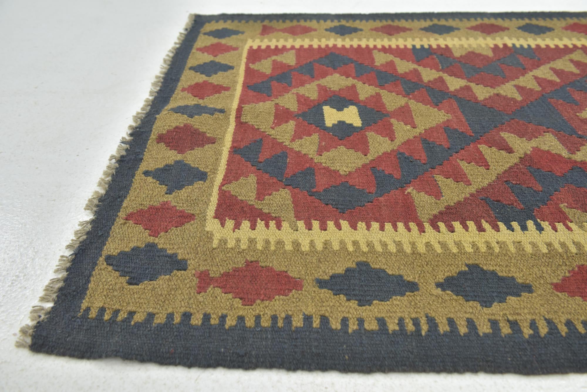 3' 5 x 4' 10 Hand Woven Kilim Maymana Wool Rug