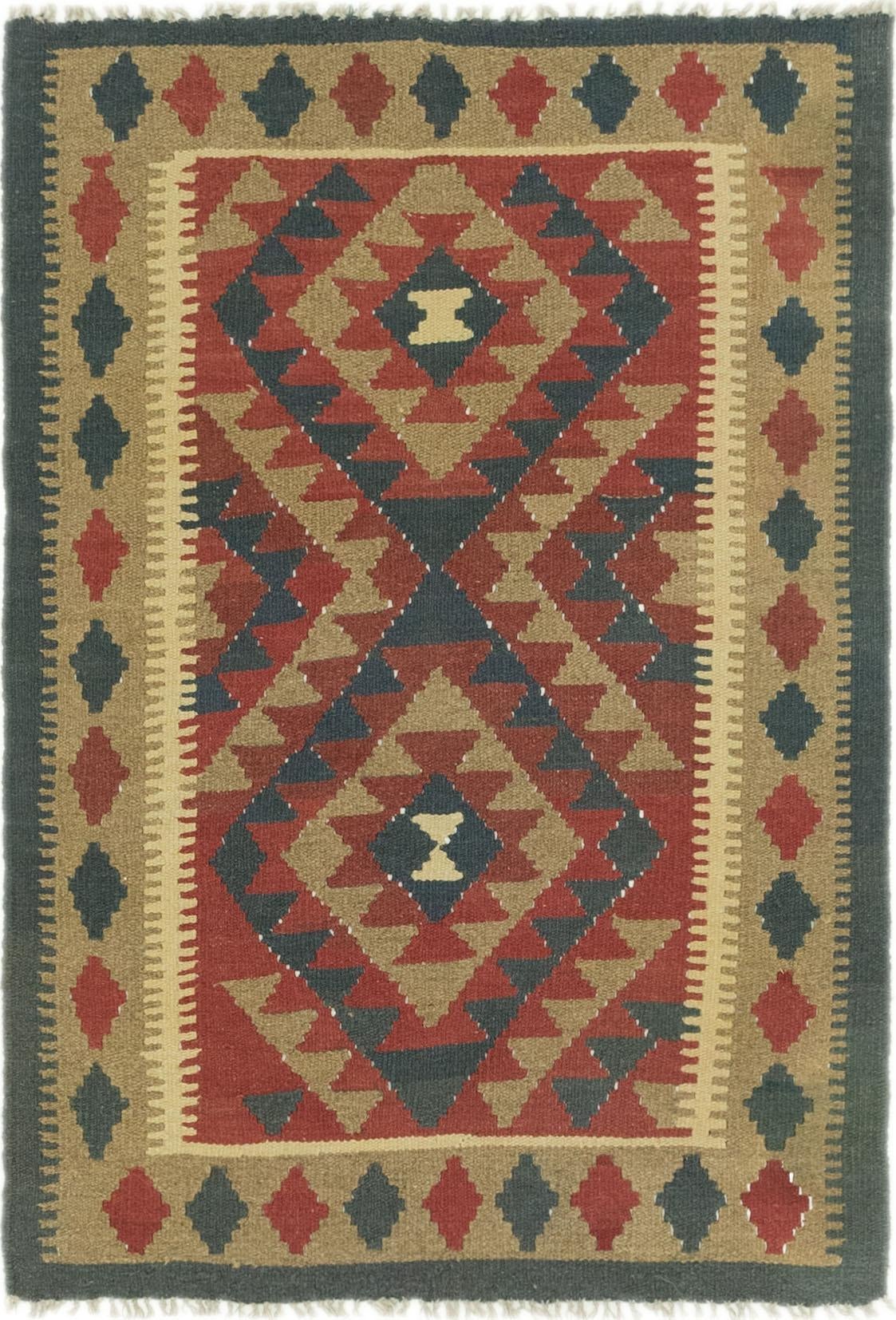 3' 5 x 4' 10 Hand Woven Kilim Maymana Wool Rug
