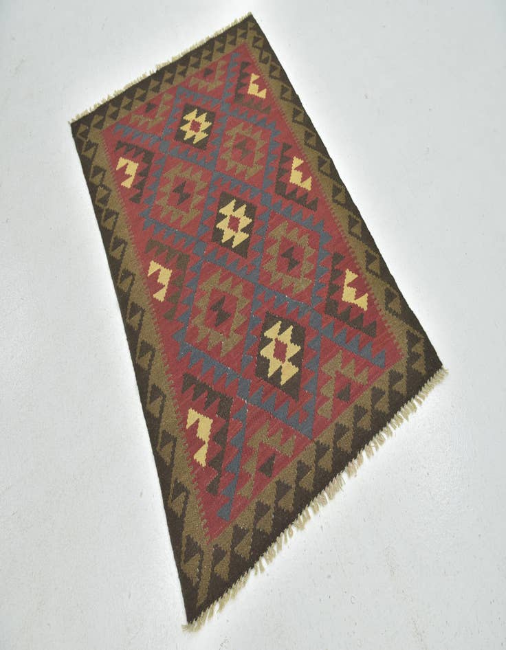 Detail image of 3' 4 x 4' 10  Hand Woven Kilim Maymana Wool Rug