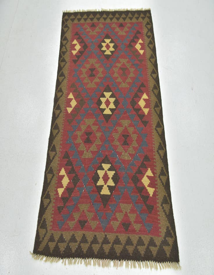 Detail image of 3' 4 x 4' 10  Hand Woven Kilim Maymana Wool Rug