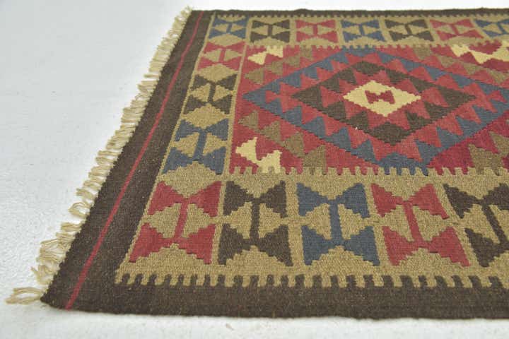 3' 2 x 4' 8 Hand Woven Kilim Maymana Wool Rug