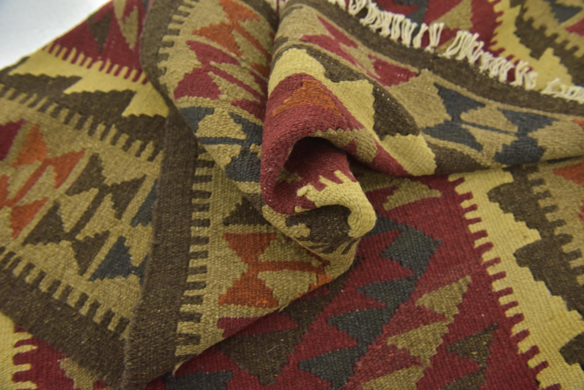 3' 3 x 4' 10 Hand Woven Kilim Maymana Wool Rug